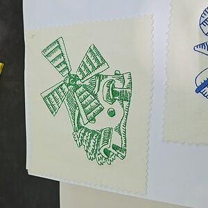 Handmade machine embroidery windmill patch